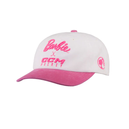A photo of the Barbie™ x CCM Embroidered Hat in colour white and pink.