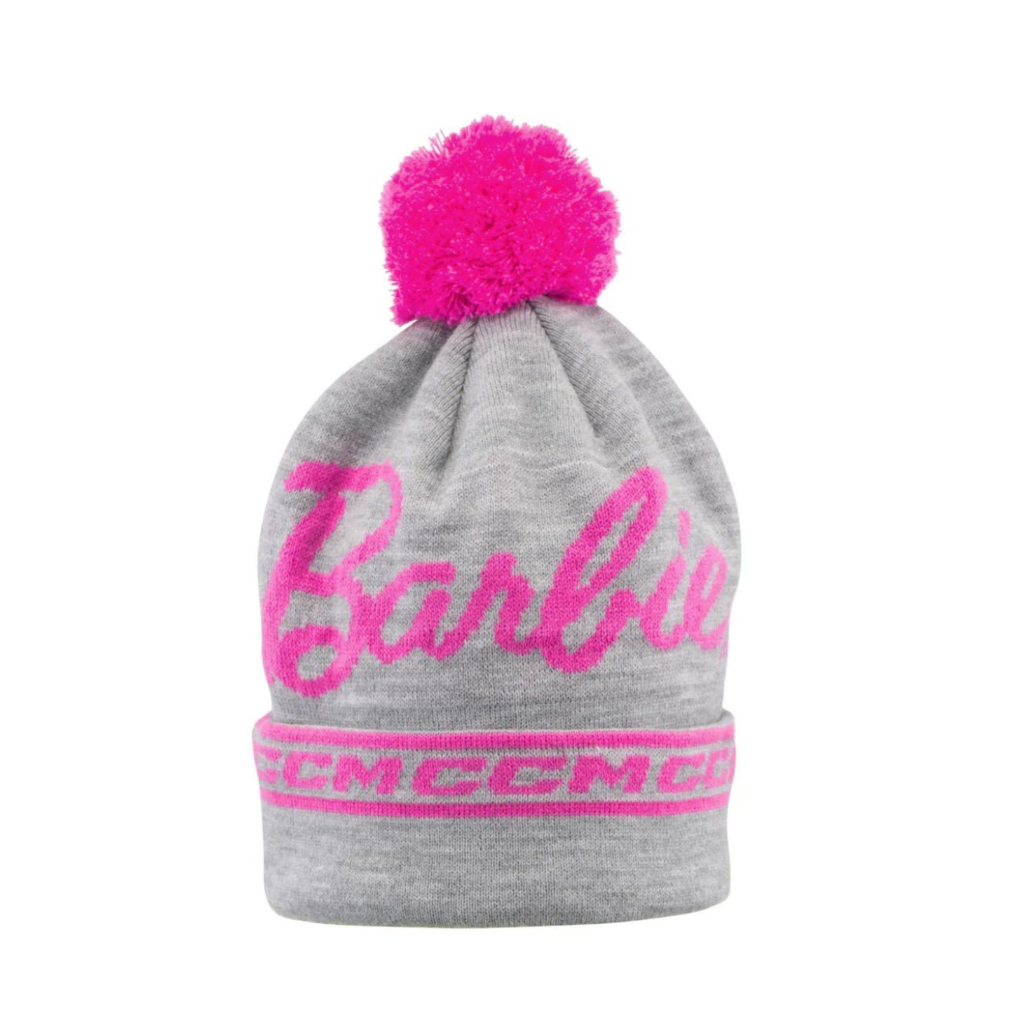 Barbie™ x CCM Grey Embroidered Pom Knit Hat