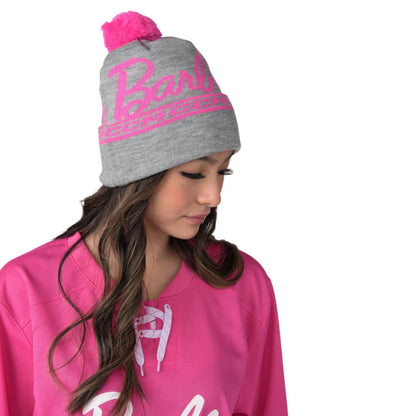 Barbie™ x CCM Grey Embroidered Pom Knit Hat