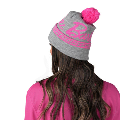 Barbie™ x CCM Grey Embroidered Pom Knit Hat