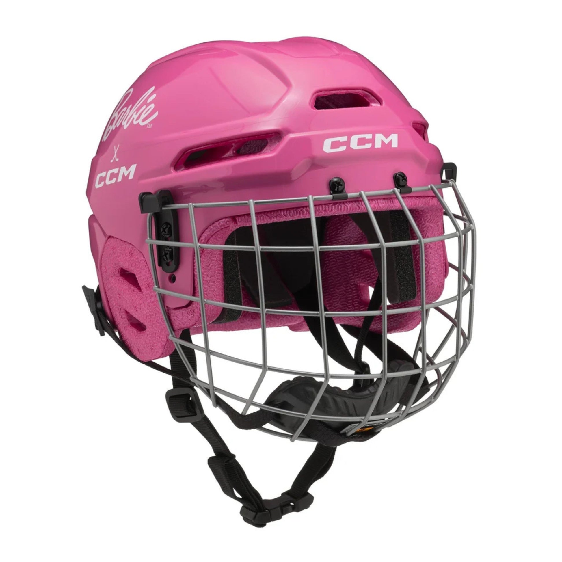 A photo of the Barbie™ x CCM Multi Sport Youth Helmet Combo in colour pink.
