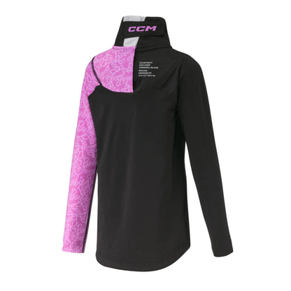 A photo of the Barbie™ x CCM Youth Baselayer Set in colour black with a pink, Barbie themed sleeve.