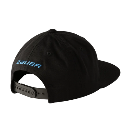 Bauer Core Flat Brim Senior Snapback Hat in colour black