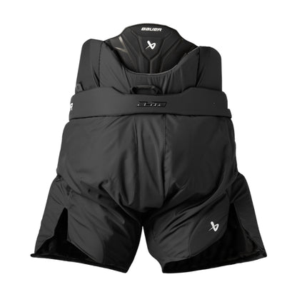 A photo of the Bauer Elite  Goalie Pants in colour black with white hockey lace.