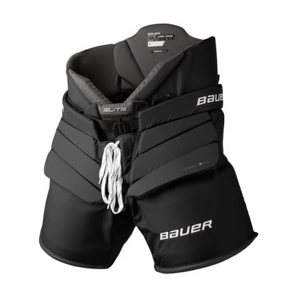 A photo of the Bauer Elite  Goalie Pants in colour black with white hockey lace.