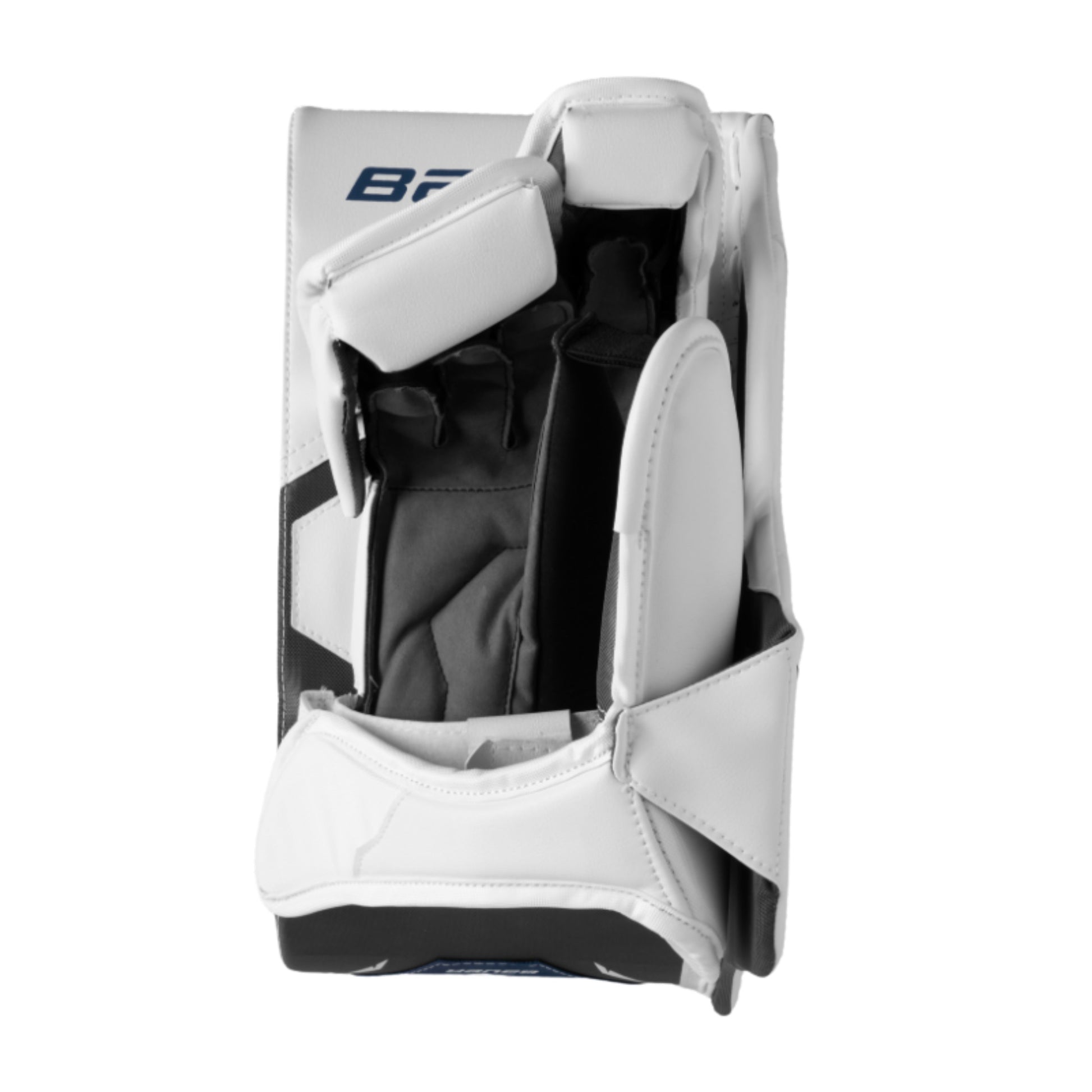 A photo of the 2026 Bauer GSX Junior Goalie Blocker in colour white and blue.