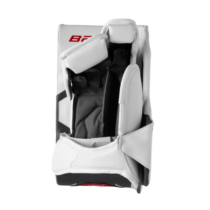 A photo of the 2026 Bauer GSX Junior Goalie Blocker in colour white and red.