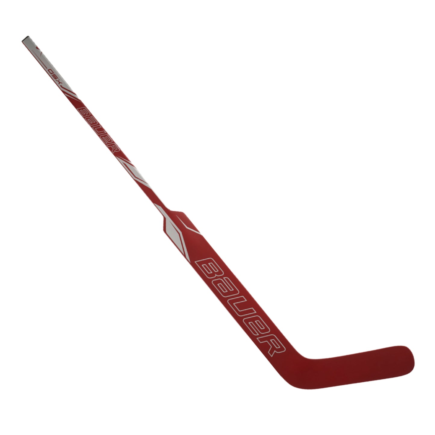 A photo of the Bauer GSX Goalie Stick in colour red and white.