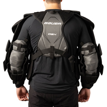 A photo of the Bauer GSX Chest Protector in colour black and grey.