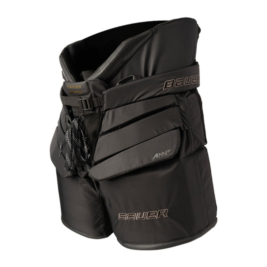 A photo of the Bauer Pro Intermediate Goalie Pants 2026 in colour black.