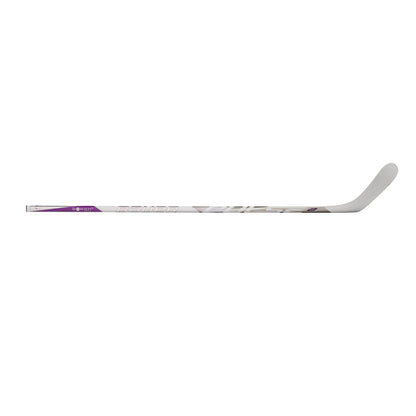 A photo of the Bauer Pulse 2 Senior Hockey Stick (2026) in colour white and purple with Silver BAUER logo.