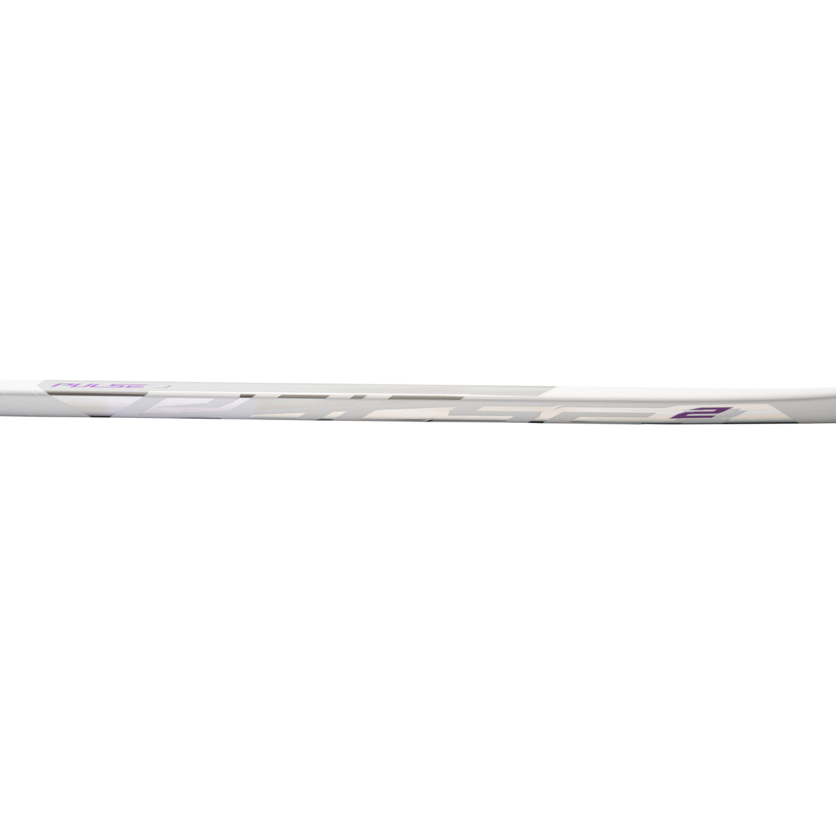A photo of the Bauer Pulse 2 Senior Hockey Stick (2026) in colour white and purple with Silver BAUER logo.