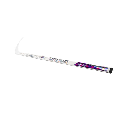 A photo of the Bauer Pulse 2 Senior Hockey Stick (2026) in colour white and purple with Silver BAUER logo.