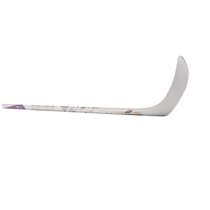 A photo of the Bauer Pulse 2 Senior Hockey Stick (2026) in colour white and purple with Silver BAUER logo.