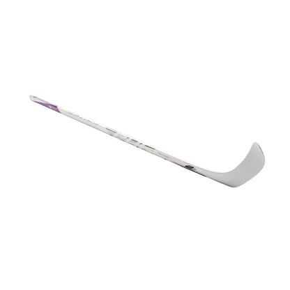 A photo of the Bauer Pulse 2 Senior Hockey Stick (2026) in colour white and purple with Silver BAUER logo.
