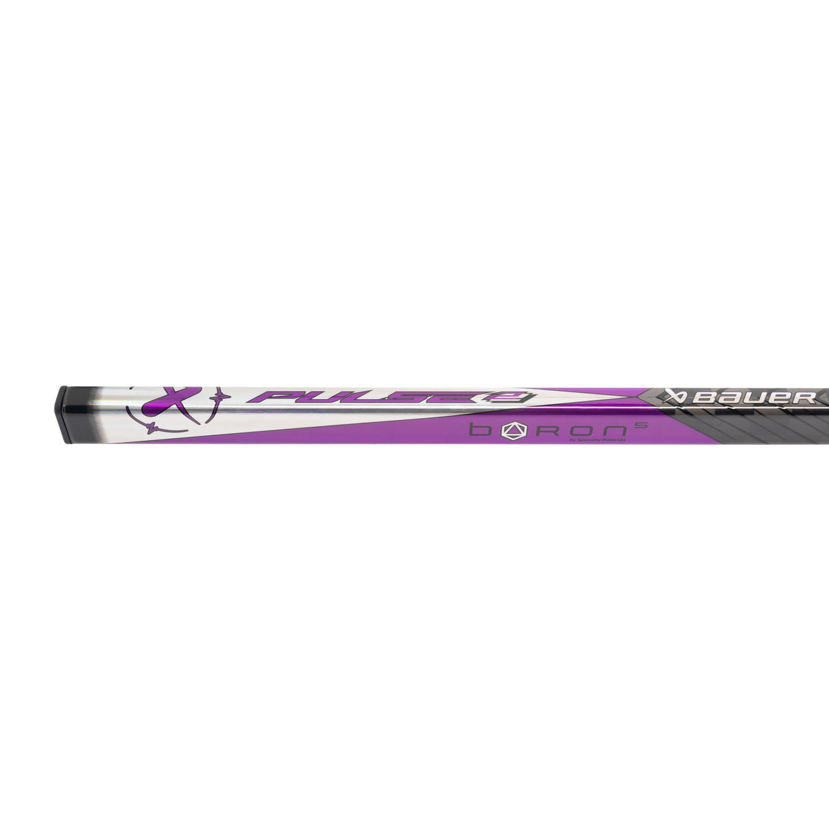 A photo of the Bauer Pulse 2 Hockey Stick in colour black, purple and silver.