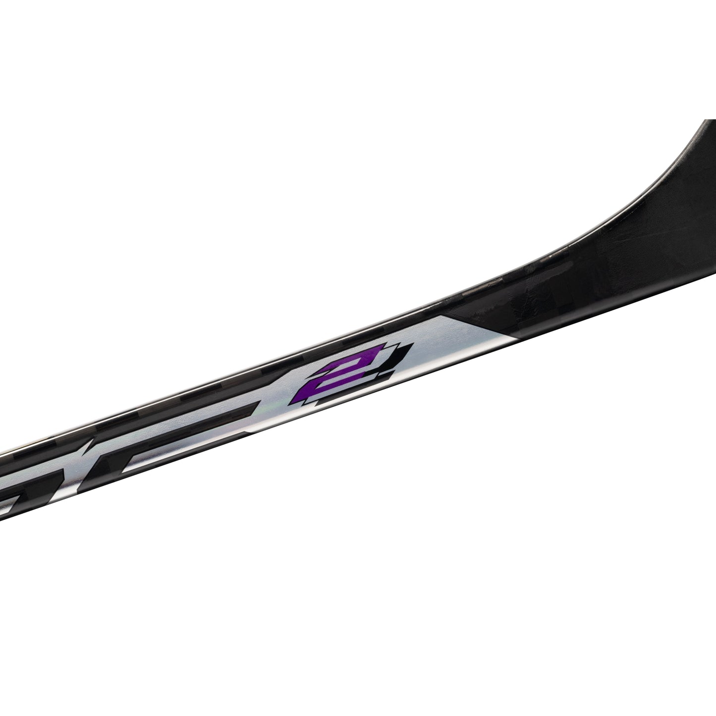 A photo of the Bauer Pulse 2 Hockey Stick in colour black, purple and silver.
