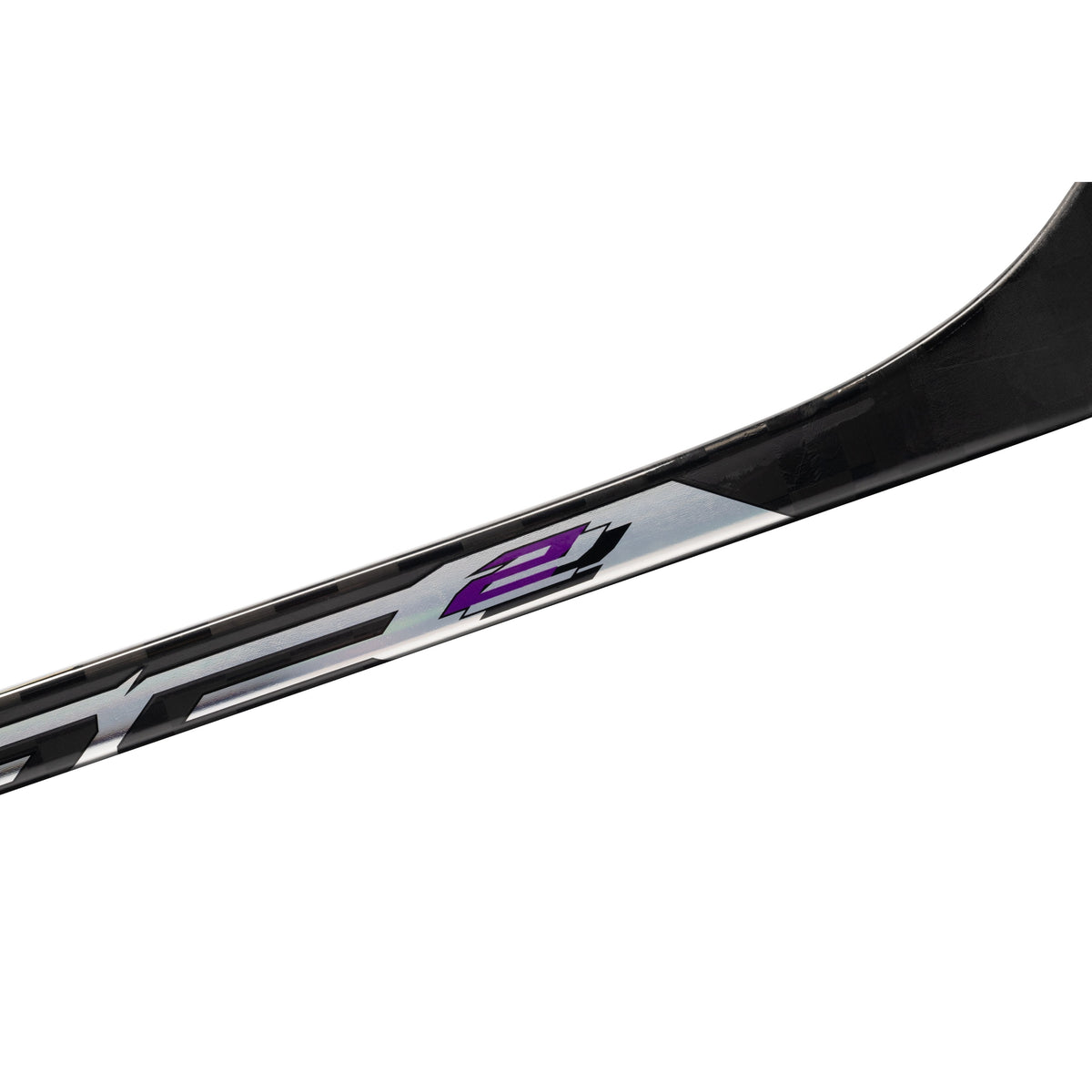 A photo of the Bauer Pulse 2 Hockey Stick in colour black, purple and silver.