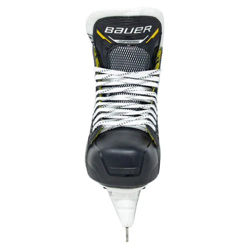 A photo of the Bauer Supreme Elite Senior Hockey Skates (2022) - Source Exclusive in colour black and yellow front view.