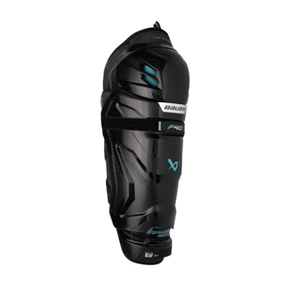 A photo of the Bauer Supreme F40 Senior Shin Guard in colour black and blue.