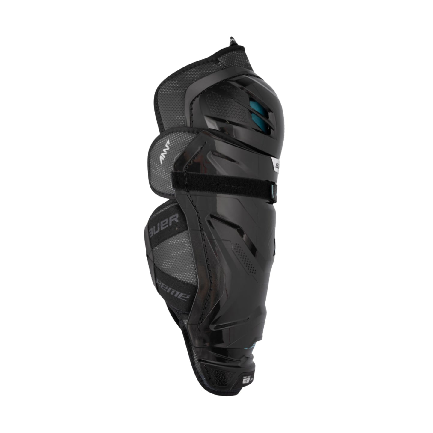 A photo of the Bauer Supreme F40 Senior Shin Guard in colour black and blue.
