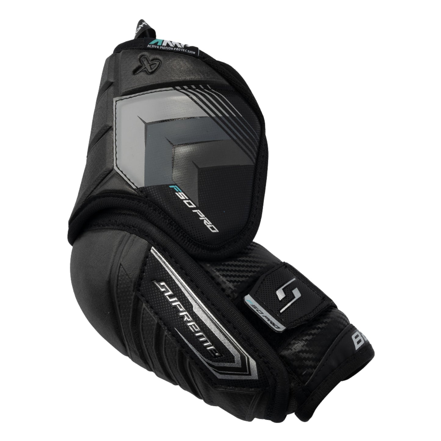 A photo of the Bauer Supreme F50 Pro Junior Elbow Pads in colour black and grey.