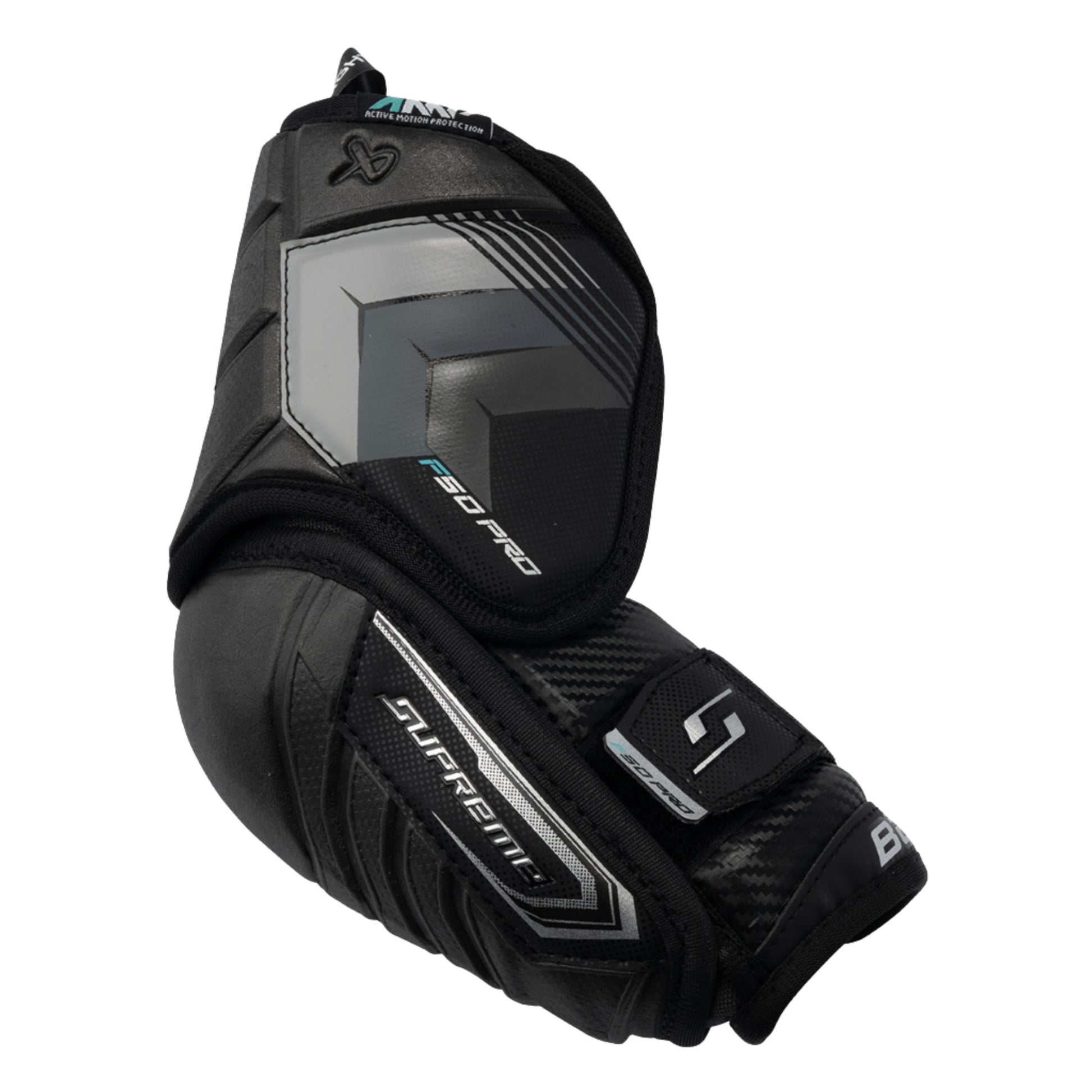 A photo of the Bauer Supreme F50 Pro Junior Elbow Pads in colour black and grey.