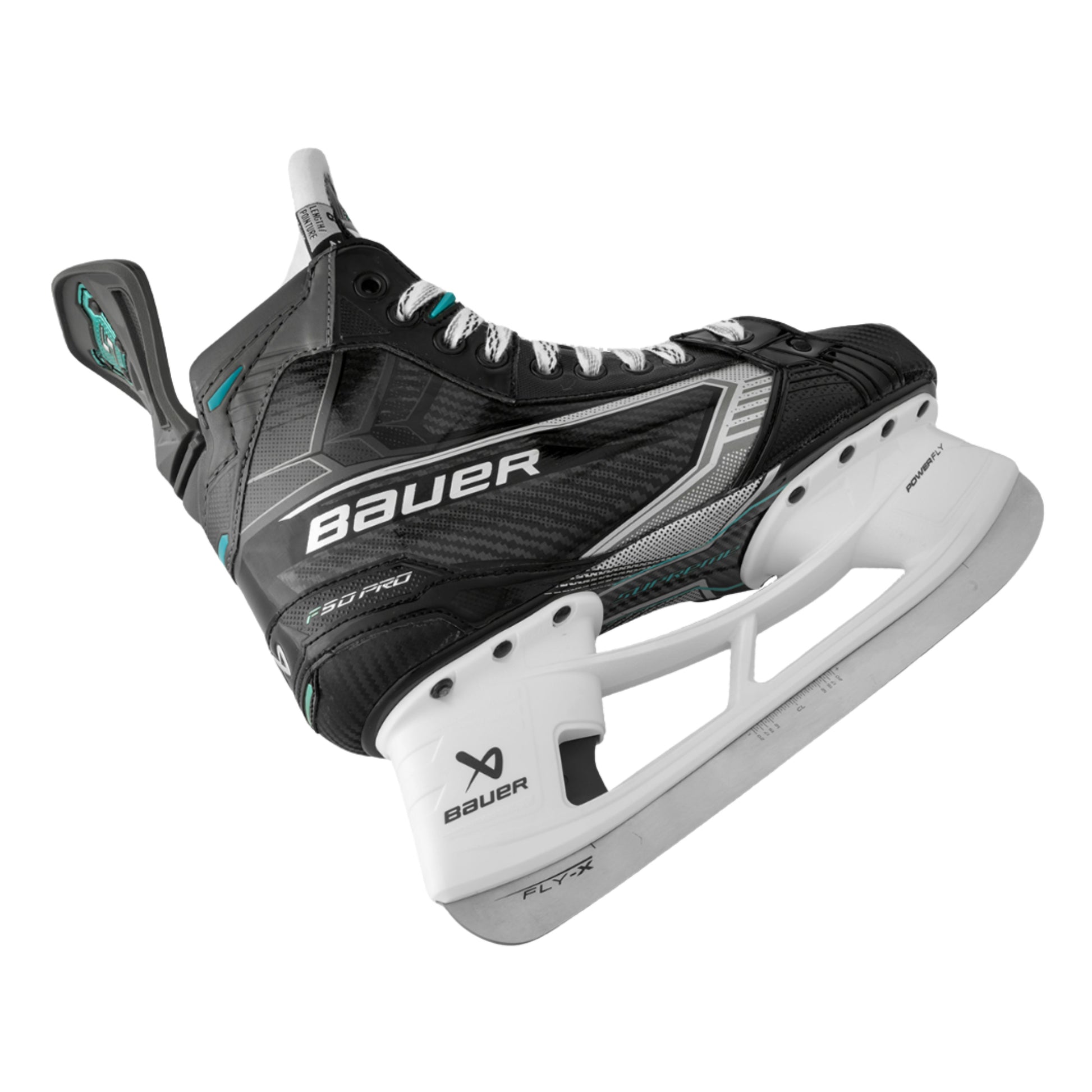 A photo of the Bauer Supreme F50 Pro Hockey Skates in colour black, white and blue. 