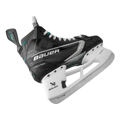 A photo of the Bauer Supreme F50 Pro Hockey Skates in colour black, white and blue. 