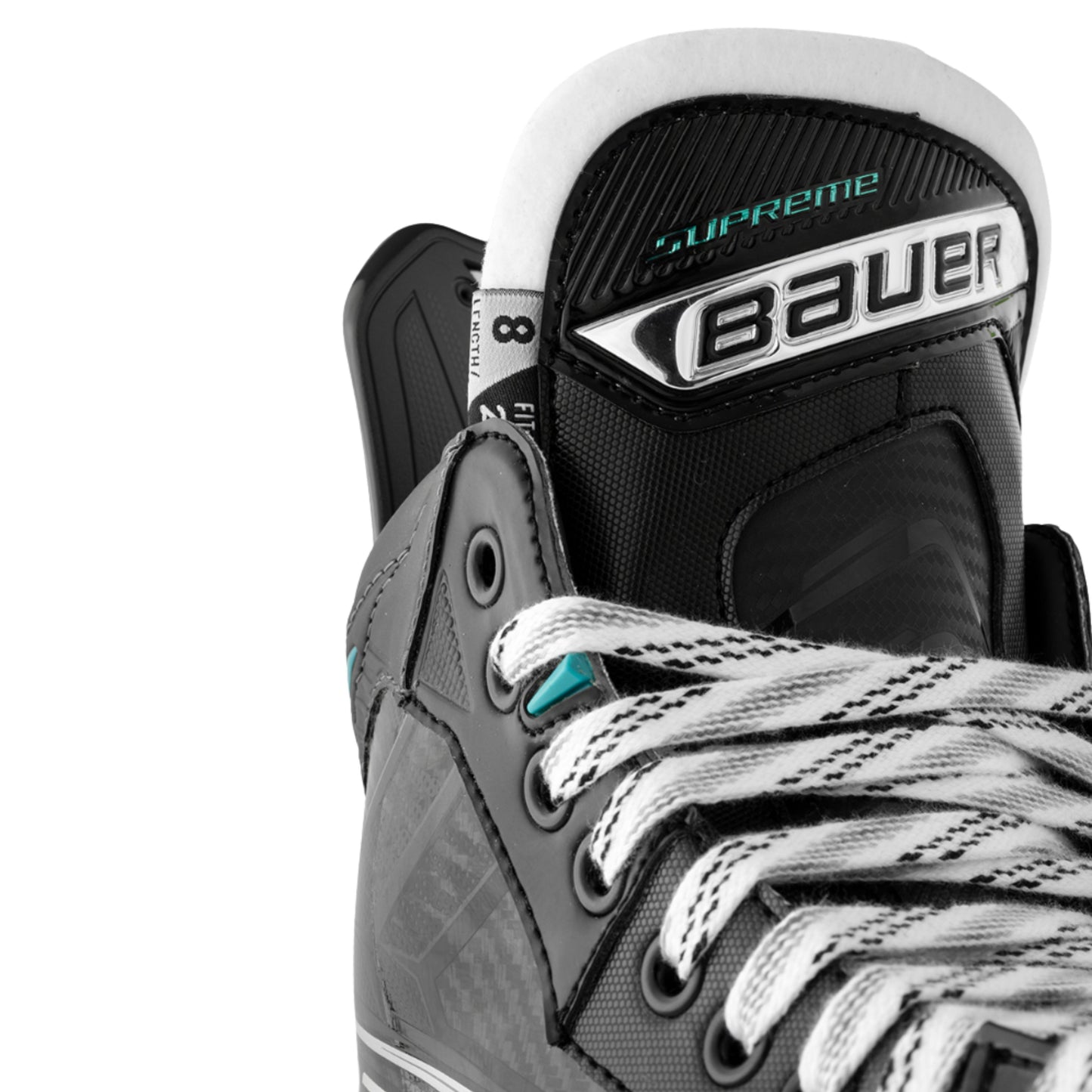 A photo of the Bauer Supreme F50 Pro Hockey Skates in colour black, white and blue. 