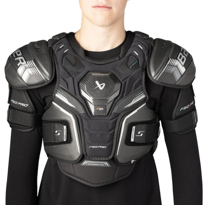 A photo of the Bauer Supreme F50 Pro Junior Shoulder Pads in colour black.