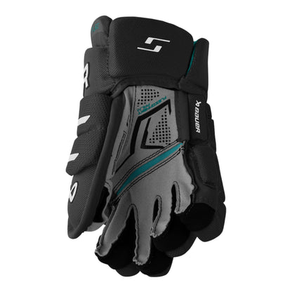 A photo of the Bauer Supreme Fuse Youth Hockey Gloves (2026) in colour black.