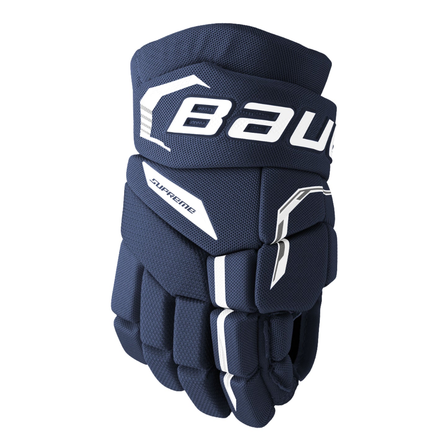 A photo of the Bauer Supreme Fuse Youth Hockey Gloves (2026) in colour navy.