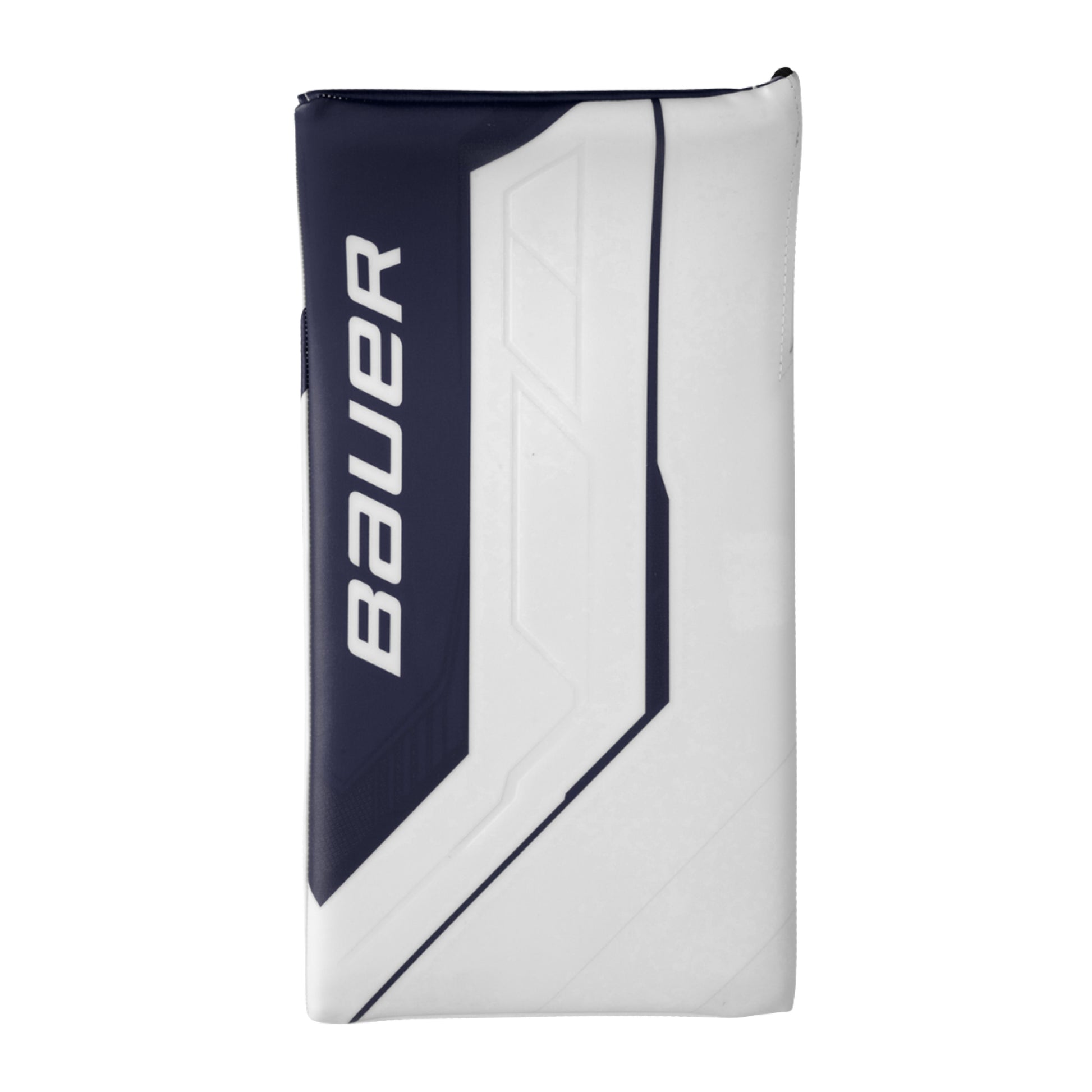 A photo of the Bauer Supreme Fuse Senior Goalie Blocker in colour white and navy.