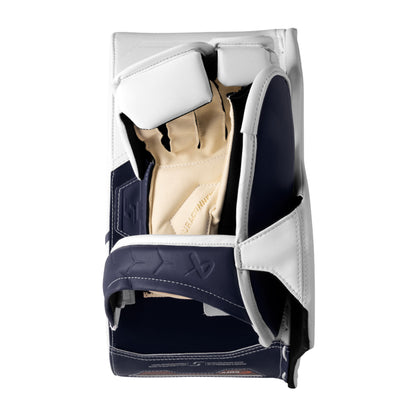 A photo of the Bauer Supreme Fuse Senior Goalie Blocker in colour white and navy.