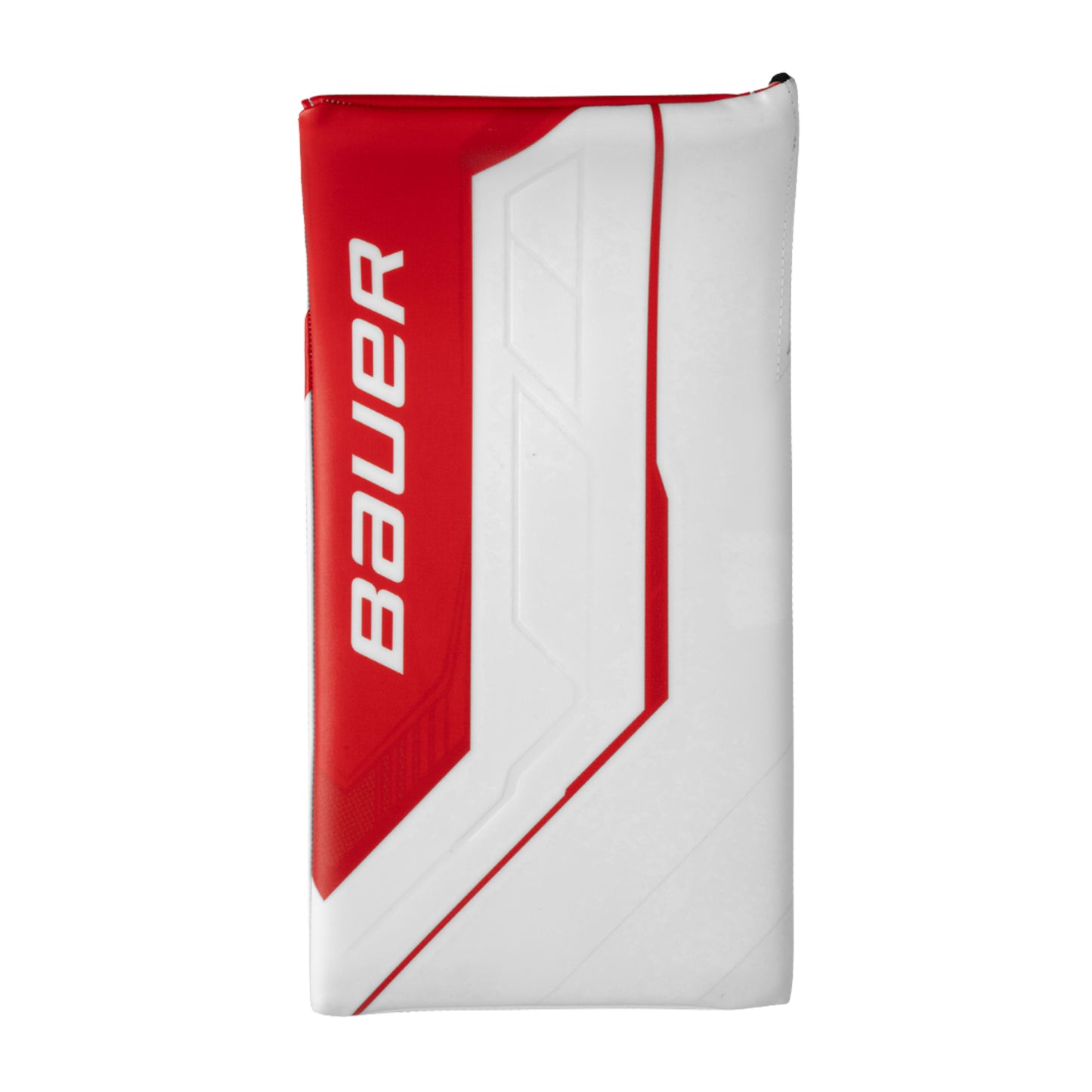 A photo of the Bauer Supreme Fuse Senior Goalie Blocker in colour white and red.