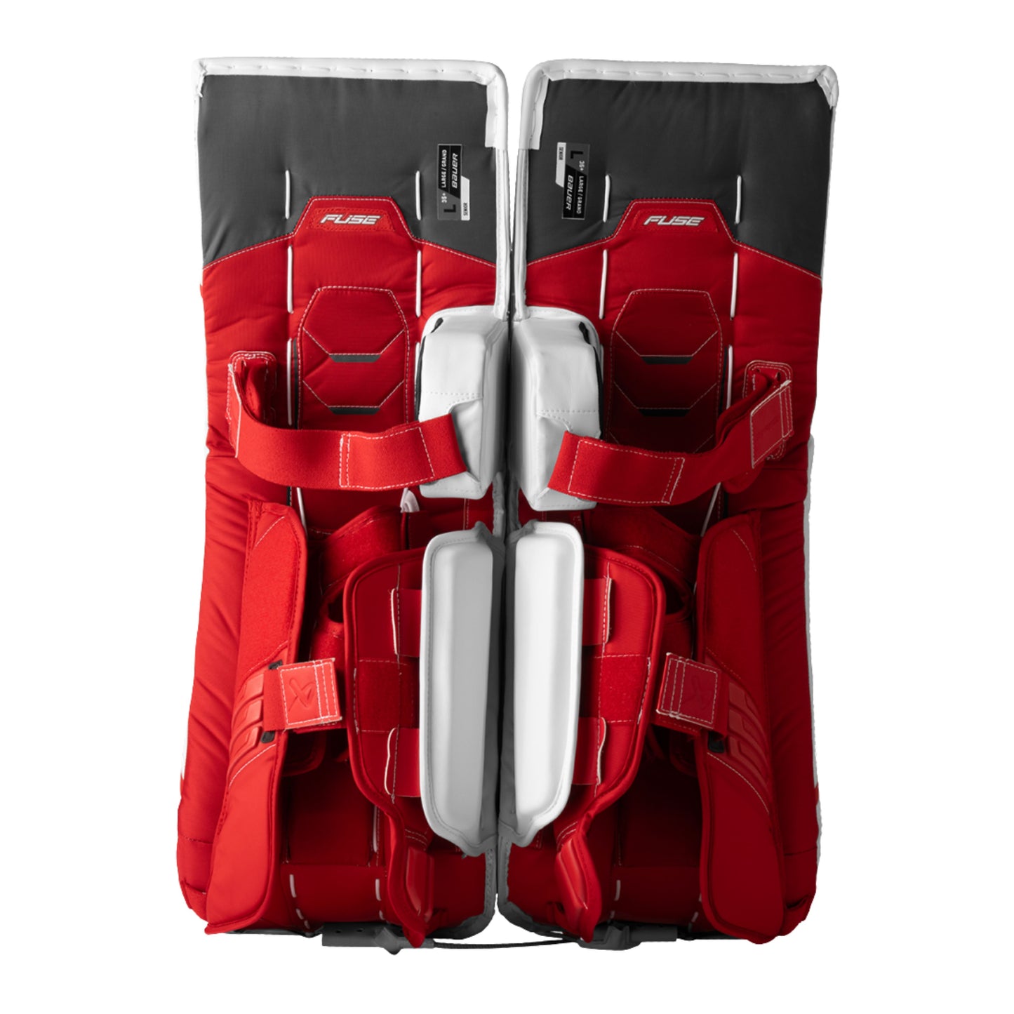 A photo of the Bauer Supreme Fuse Senior Goalie Pads in colour red.