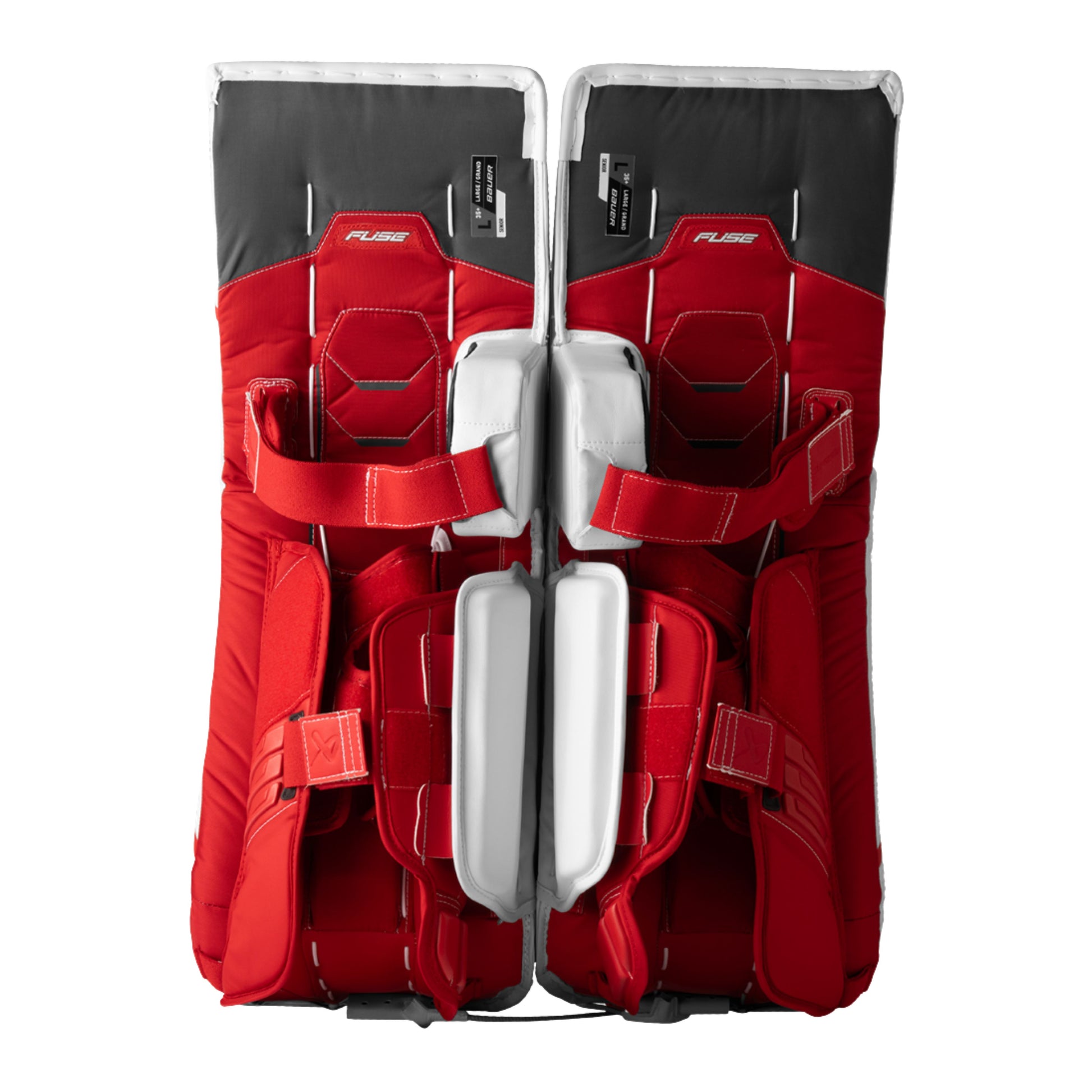 A photo of the Bauer Supreme Fuse Senior Goalie Pads in colour red.