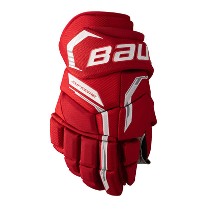 Bauer Supreme Fuse Hockey Gloves in colour red and white.