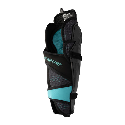 A photo of the Bauer Supreme Fuse Youth Shin Guard in colour black and blue.