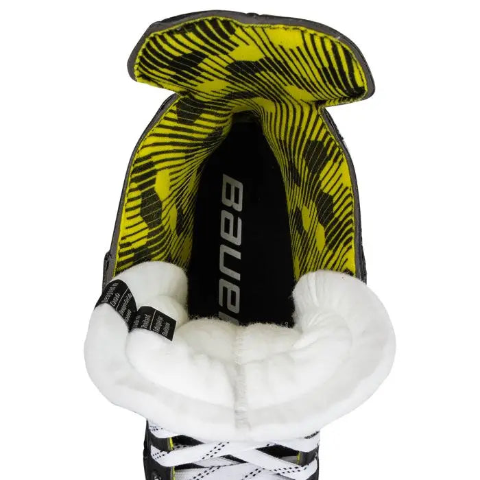A photo of the Bauer Supreme M3 Senior Hockey Skates in colour black and yellow top down inside view