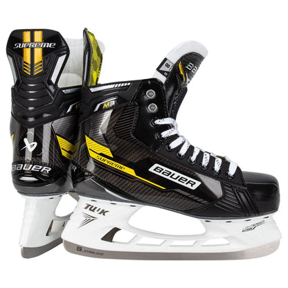 A photo of the Bauer Supreme M3 Senior Hockey Skates in colour black and yellow two skate view.