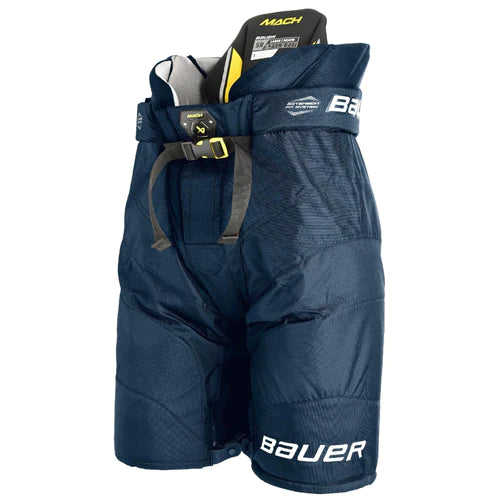 A photo of the Bauer Supreme Mach Senior Hockey Pants in colour navy. Front view.