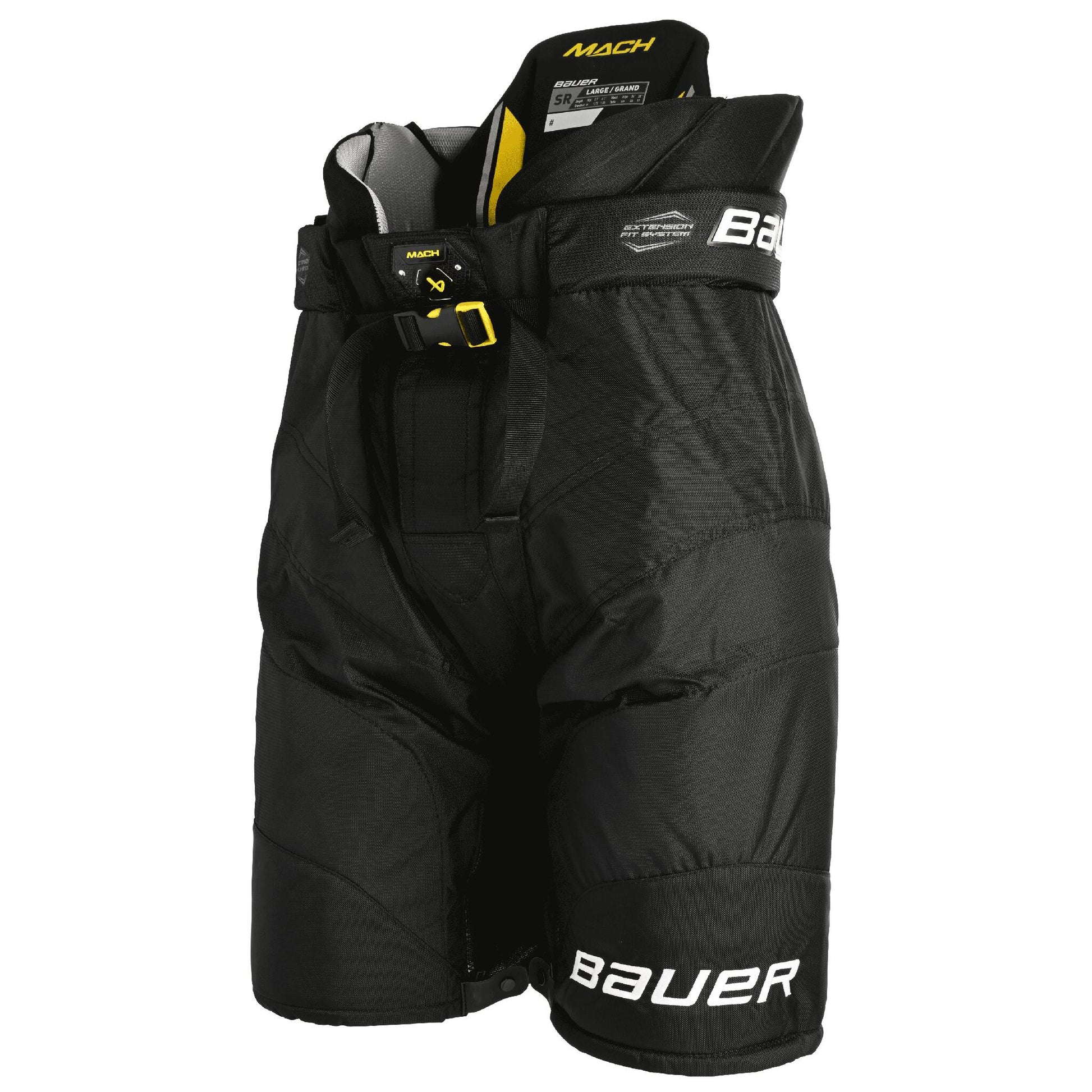 A photo of the Bauer Supreme Mach Senior Hockey Pants in colour black. Front view.