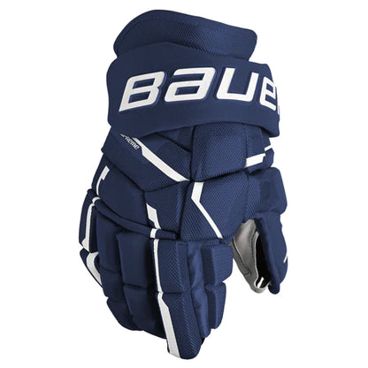 A navy Bauer Supreme MACH Intermediate Hockey Gloves (2023)