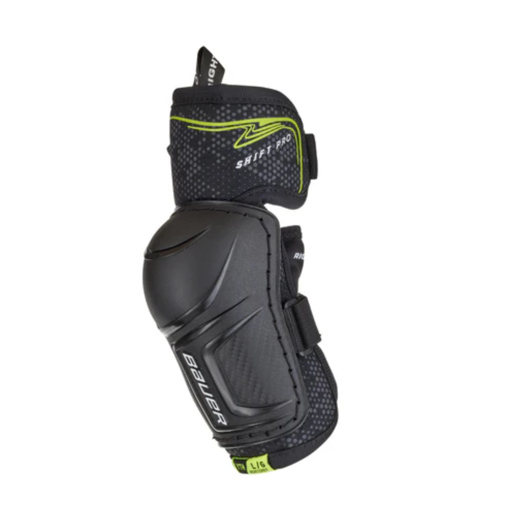 A photo of the Bauer Vapor Shift Pro Youth Hockey Elbow Pads (2025) in colour black and green.