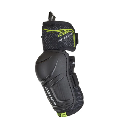 A photo of the Bauer Vapor Shift Pro Youth Hockey Elbow Pads (2025) in colour black and green.