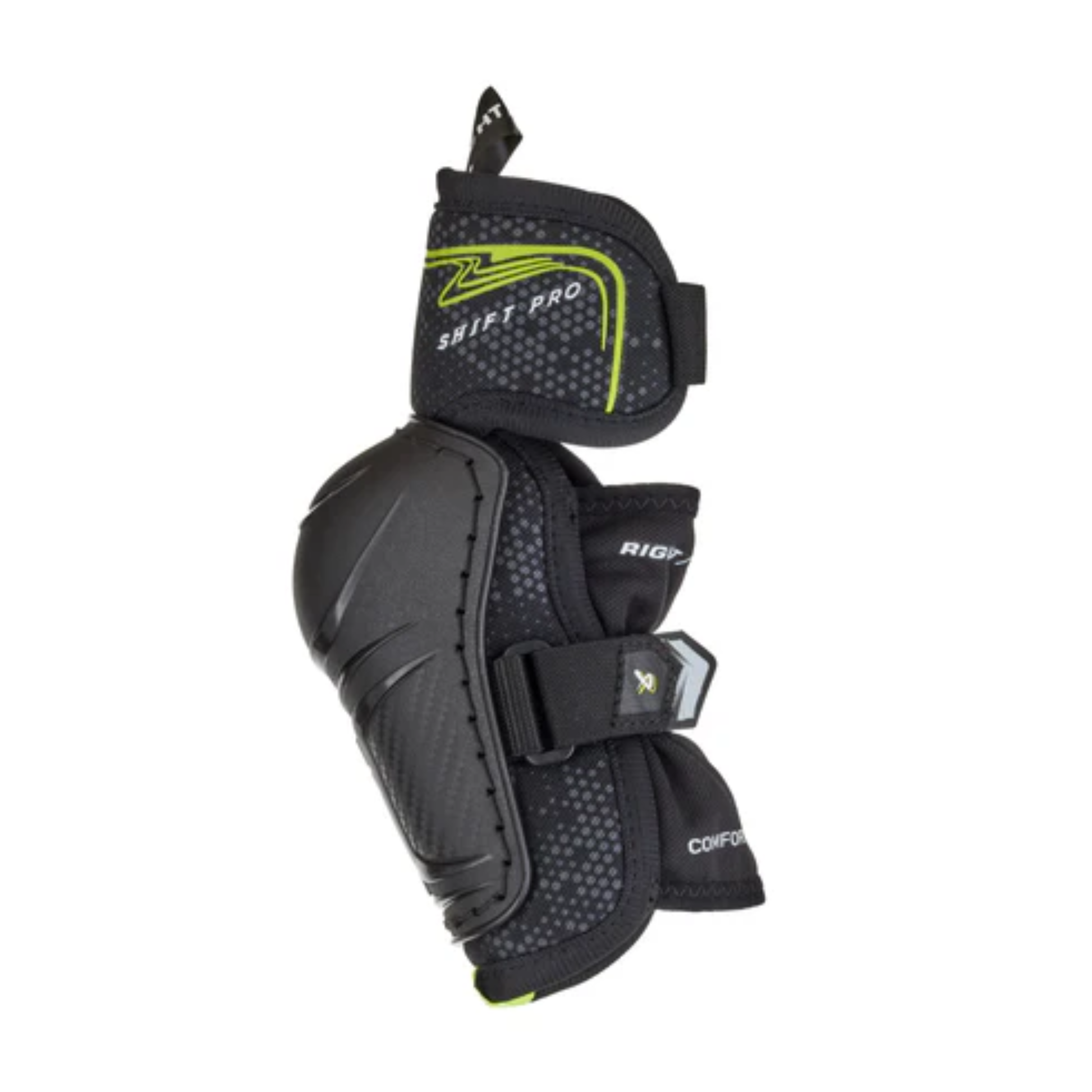 A photo of the Bauer Vapor Shift Pro Youth Hockey Elbow Pads (2025) in colour black and green.