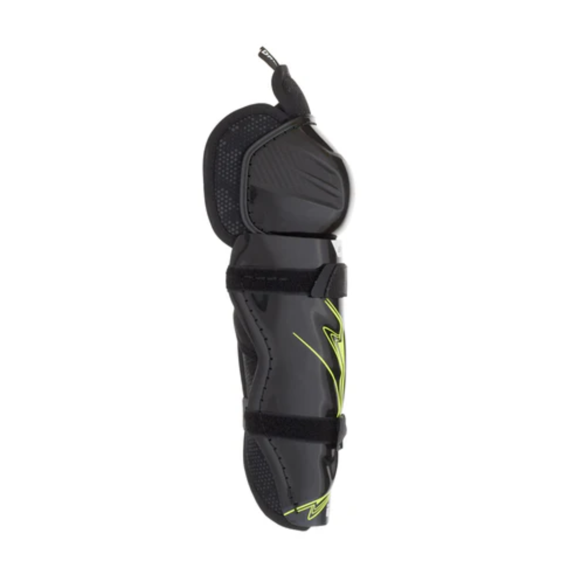 A photo of the Bauer Vapor Shift Pro Youth Shin Guard (2025) in colour black and green.