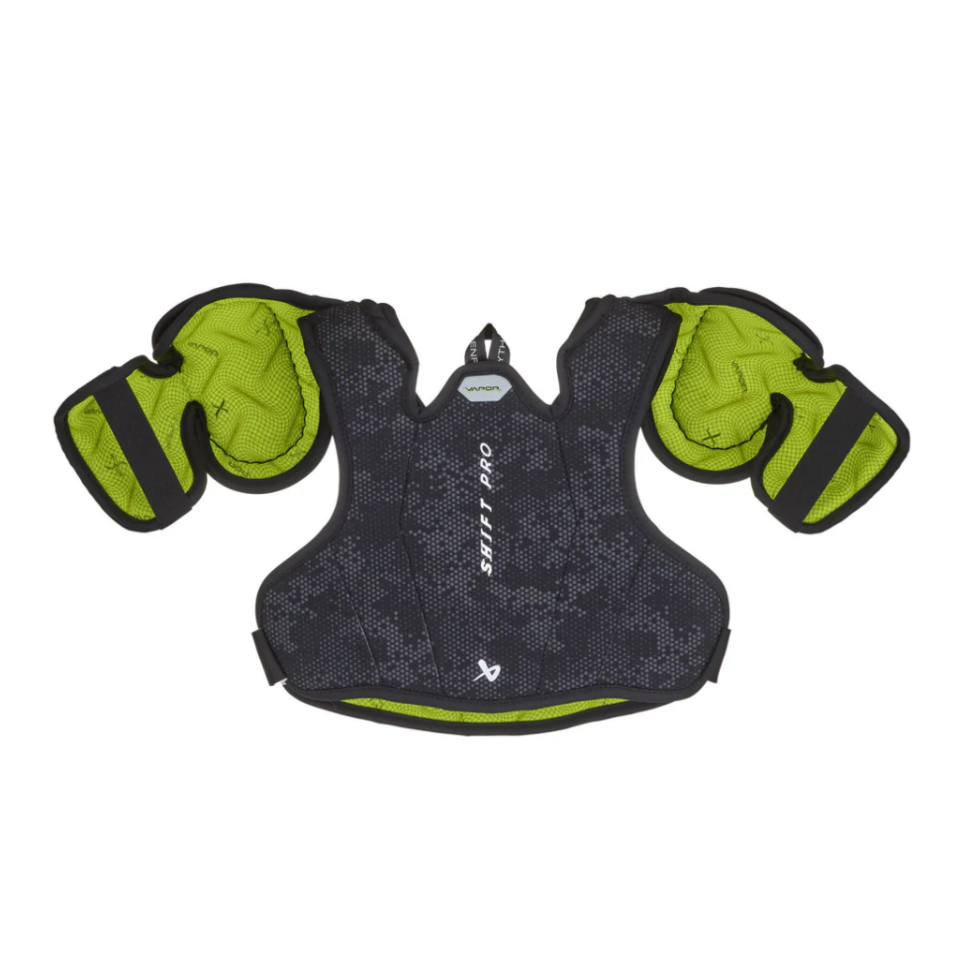 A photo of the Bauer Vapor Shift Pro Youth Shoulder Pads (2025) in colour black and green.